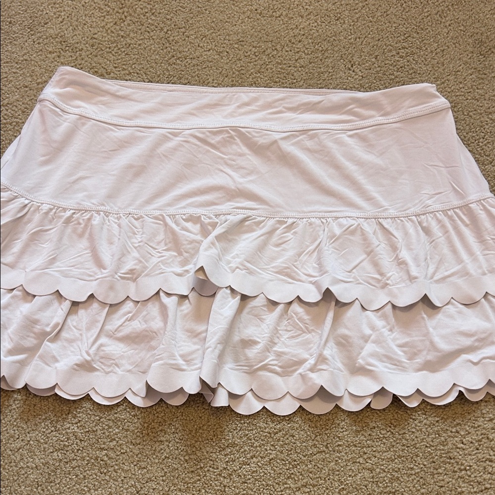 Lilly Pulitzer White Scallop-Tier Mini Skirt